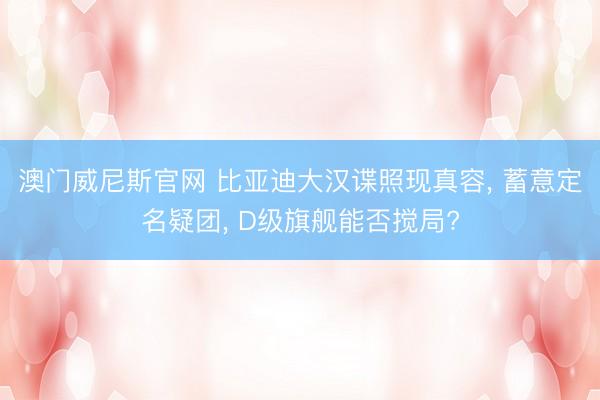 澳门威尼斯官网 比亚迪大汉谍照现真容, 蓄意定名疑团, D级旗舰能否搅局?