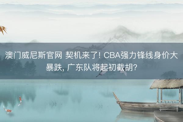 澳门威尼斯官网 契机来了! CBA强力锋线身价大暴跌, 广东队将起初截胡?