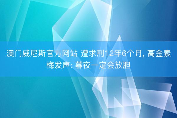 澳门威尼斯官方网站 遭求刑12年6个月, 高金素梅发声: 暮夜一定会放胆