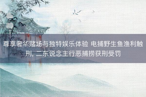尊享奢华赌场与独特娱乐体验 电捕野生鱼渔利触刑， 二东说念主行恶捕捞获刑受罚