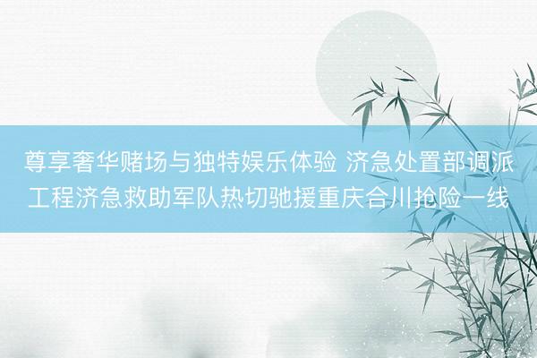 尊享奢华赌场与独特娱乐体验 济急处置部调派工程济急救助军队热切驰援重庆合川抢险一线
