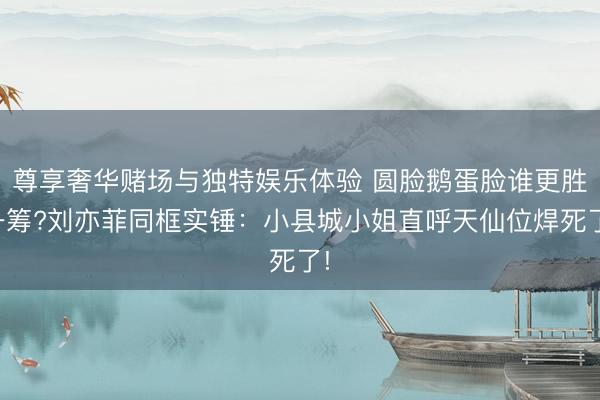 尊享奢华赌场与独特娱乐体验 圆脸鹅蛋脸谁更胜一筹?刘亦菲同框实锤：小县城小姐直呼天仙位焊死了!