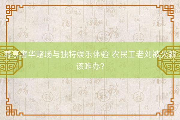 尊享奢华赌场与独特娱乐体验 农民工老刘被欠薪该咋办?
