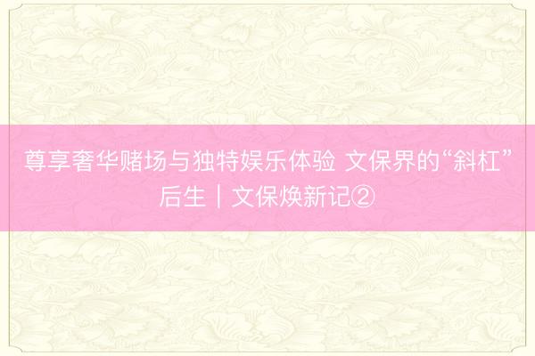 尊享奢华赌场与独特娱乐体验 文保界的“斜杠”后生｜文保焕新记②