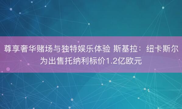 尊享奢华赌场与独特娱乐体验 斯基拉：纽卡斯尔为出售托纳利标价1.2亿欧元